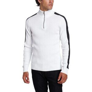 Calvin Klein Men's Size S Pullover Sweater Quarter Zip Knit Cotton White Classic